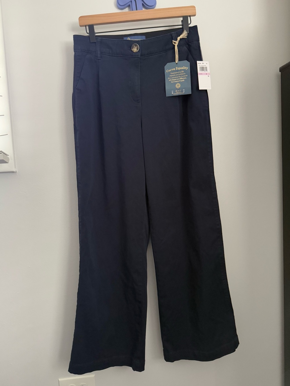 Democracy 6 NEW Ab Solution Skyrise Navy Wide Leg Pants Office Work Relaxed